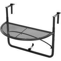 Outsunny Semi-Circular Attachable Balcony Hanging Coffee Table Adjustable Side Metal Table Aosom UK