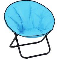 Outsunny Garden Folding Portable Padded Saucer Moon Chair Padded Round Outdoor Camping Travel Fishing Seat Blue