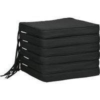 Outsunny Garden Chair Cushions, Set of 6, Dining Seat Pads with Straps, Removable for Indoor/Outdoor Use, Black Aosom UK