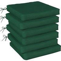 Outsunny Set of 6 Chair Cushion Seat Pads Dining Chair w/ Straps, Indoor Outdoor Removable Tie On Garden Patio, Green