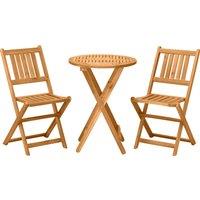 Outsunny 3 Piece Folding Bistro Set, Wooden Garden Table and Chairs for Outdoor, Patio, Yard, Porch,