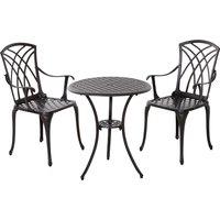 Outsunny Patio Cast Aluminium 3 PCS Bistro Set Coffee Table & 2 Chairs Set Outdoor Garden Furnit