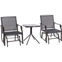 Outsunny Glider Rocking Chair & Table Set 2 Single Seaters Rocker Garden Swing Chair Patio Furni