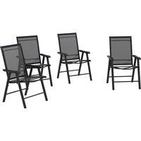 Outsunny Set of 4 Foldable Metal Garden Chairs Outdoor Patio Park Dining Seat Furniture Black
