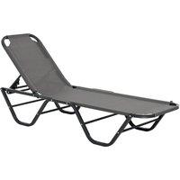 Outsunny Sun Lounger Relaxer Recliner with 5-Position Adjustable Backrest Lightweight Frame for Pool or Sun Bathing Grey Aosom UK