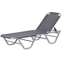 Outsunny Sunbathing Recliner: Lightweight Poolside Lounger with 5-Position Backrest, Silvery Sheen Aosom UK