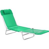 Outsunny Steel Frame Sun Lounger, with Reclining Back - Dark Green