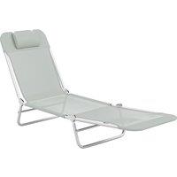 Outsunny Steel Frame Sun Lounger, with Reclining Back - Light Grey