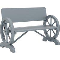 Outsunny Fir Wood 2-Seater Outdoor Garden Wagon Wheel Bench, Grey