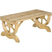 Outsunny 2-Person Garden Bench Rustic Wooden Outdoor Bench with Wheel-Shaped Legs Slatted Seat for Patio Natural Wood Effect