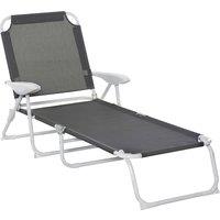 Outsunny Reclining Sun Lounger: Folding Patio Chair with 4-Level Adjustable Backrest, Grey Aosom UK