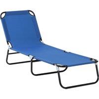 Outsunny Folding Sun Lounger: Adjustable 5-Position Backrest, Lightweight Poolside & Sunbathing Recliner, Blue Aosom UK