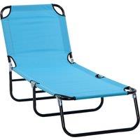 Outsunny Folding Chaise Lounge Pool Chairs, Outdoor Sun Tanning Chairs, Reclining Back, Steel Frame & Breathable Mesh, Sky Blue