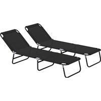 Outsunny Garden Sun Lounger, with Five-Position Back - Black