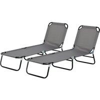 Outsunny Patio Sun Lounger with 5-Position Adjustable Backrest, Weather-Resistant Oxford Fabric, Grey Aosom UK