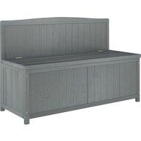Outsunny Wood Storage Bench for Patio Furniture, Outdoor Garden Seating Tools, Grey