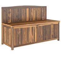 Outsunny Wood Storage Bench for Patio Furniture, Outdoor Garden Seating Tools, Brown