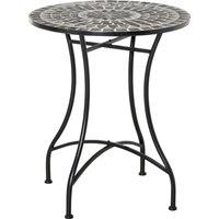 Outsunny Mosaic Side Table, 60cm Round Bistro Coffee Table, Plant Stand for Indoor, Outdoor, Garden, Patio, Balcony, Grey Aosom UK