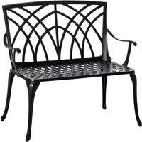 Outsunny 2-Seater Aluminium Garden Bench Loveseat Outdoor Furniture w/ Decorative Backrest & Erg