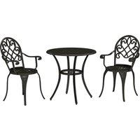 Outsunny 3 Piece Patio Bistro Set for 2, Outdoor Aluminium Garden Table and Chairs with Adjustable Footpads for Balcony, Garden and Patio, Black