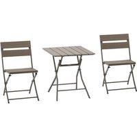 Outsunny 3 Piece Foldable Garden Bistro Set Patio Furniture Set with Table and 2 Chairs for Conservatory Balcony Terrace, Grey