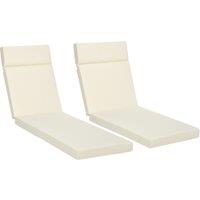 Outsunny Set of 2 Sun Lounger Cushions, Replacement Cushions for Rattan Furniture with Ties, 196 x 55 cm, Cream White