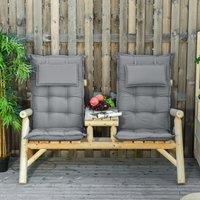 Outsunny Set of 2 Outdoor Chair Cushions, High Back Padded Patio Chair with Pillow for Indoor and Ou