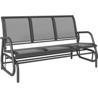 Outsunny 3-Seat Glider Rocking Chair for 3 People Garden Bench Patio Furniture Metal Frame, Grey