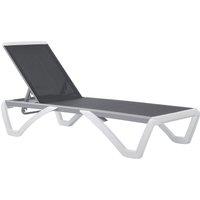 Outsunny Portable Outdoor Chaise Lounge, with Adjustable Back, Breathable Texteline, Light Grey