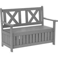 Outsunny 2-Seater Garden Storage Bench for Patio Wood Porch Decor Outdoor Seating, Charcoal Grey