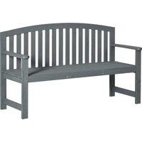 Outsunny 2 Seater Wooden Garden Bench with Armrest, Outdoor Furniture Chair for Park, Balcony, Grey