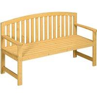 Outsunny 2 Seater Wooden Garden Bench with Armrest, Outdoor Furniture Chair for Park, Balcony, Orange