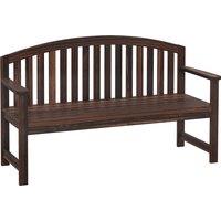 Outsunny 2 Seater Wooden Garden Bench with Armrest, Outdoor Furniture Chair for Park, Balcony, Carbonised Finish