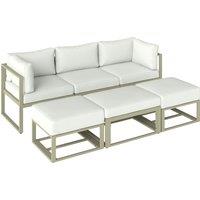 Outsunny Garden Daybed, 6 Piece Outdoor Sectional Sofa Set, Aluminium Patio Conversation Furniture Set with Coffee Table