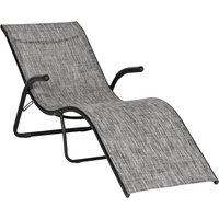 Outsunny Folding Chaise Lounge Chair, Reclining Garden Sun Lounger for Beach, Poolside and Patio, Grey Aosom UK