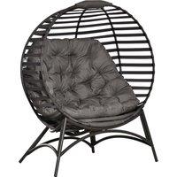 Outsunny 2 Seater Egg Chair with Soft Cushion, Steel Frame and Side Pocket, Garden Patio Basket Chair for Indoor, Outdoor, Brown Aosom UK