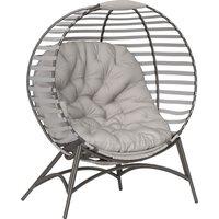 Outsunny Egg Chair with Cushion & Side Pocket - Light Grey