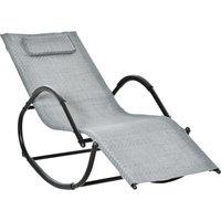 Outsunny Rocking Chair Zero Gravity Rocking Lounge Chair Rattan Effect Patio Rocker w/ Removable Pillow Recliner Seat Breathable Texteline Aosom UK