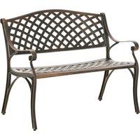 Outsunny Cast Aluminium Outdoor Garden Bench 2 Seater Antique Patio Porch Park Loveseat Chair, Bronze