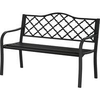 Outsunny 2-Seater Outdoor Garden Bench Cast Iron Antique Park Loveseat Chair with Armrest for Yard, Lawn, Porch, Patio, Steel Aosom UK