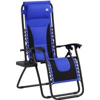 Outsunny Zero Gravity Lounger Chair, Folding Reclining Patio Chair with Padded Seat, Cup Holder, Soft Cushion and Headrest for Poolside, Camping, Blue