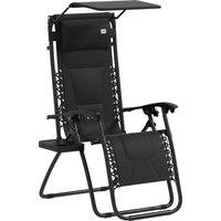 Outsunny Zero Gravity Lounger Chair, Folding Reclining Patio Chair with Shade Cover, Cup Holder, Cushion and Headrest for Poolside, Camping, Black