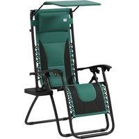 Outsunny Zero Gravity Lounger Chair, Folding Reclining Patio Chair with Shade Cover, Cup Holder, Headrest for Poolside, Camping, Green