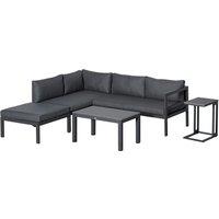 Outsunny 5-Piece L-shaped Garden Furniture Set, Aluminium Conversation Set, Corner Sofa Set with Cof
