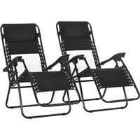 Outsunny Zero Gravity Relaxation: Foldable Outdoor Chair Set with Footrest & Removable Headrest, Ebony Black
