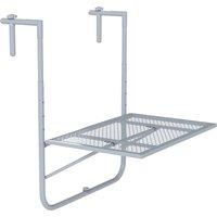 Outsunny Balcony Hanging Table, Metal Wall Mount Desk, Adjustable Folding Balcony Deck Table for Patio and Garden, Grey