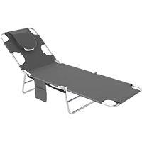 Outsunny Reclining Face Hole Sun Lounger - Dark Grey