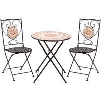 Outsunny 3 Piece Mosaic Bistro Set, 2 Folding Chairs & 1 Round Table Outdoor Furniture for Outdo