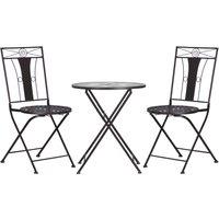 Outsunny 3-Piece Bistro Set, Patio Garden Furniture with Mosaic Table and 2 Foldable Armless Chairs,