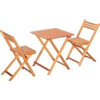 Outsunny 3 Piece Garden Bistro Set, Folding Outdoor Chairs and Table Set, Wooden Patio Dining Furnit